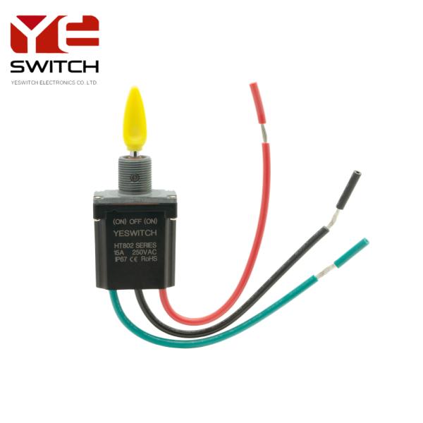 Yellow Booted Handle Industrial Toggle Switch With Rubber Terminal