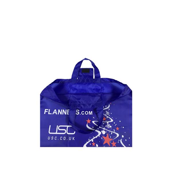 RPET 190T Foldable Shopper Bag Blue Reusable Foldable Tote Bags