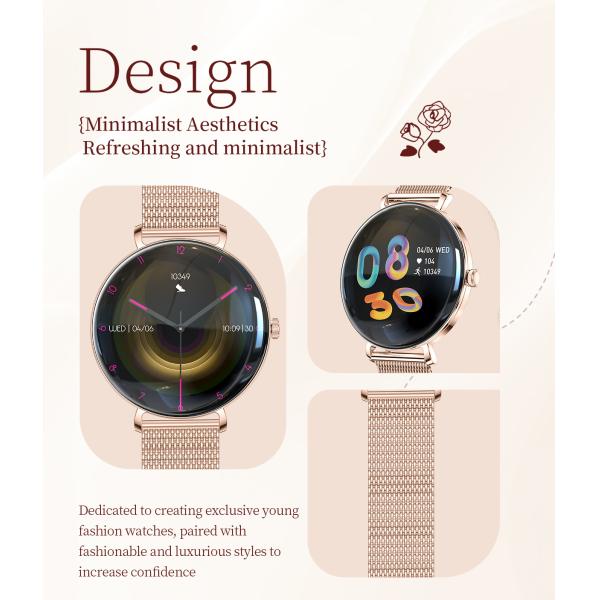 V85 Fashion Ladies Smart Watch Slim AMOLED Screen BT Call Monitor Wristwatch Fitness Tracker