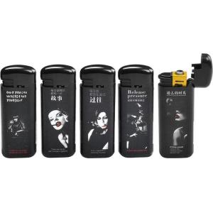 Customer Logo Refillable Windproof Electronic Plastic Lighter Solid Color for