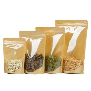 4.7x7.9 Inch Plastic Clear Front Brown Kraft Back Reclosable Stand Up Ziplock