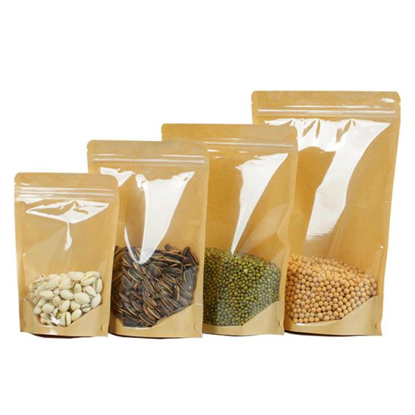 4.7x7.9 Inch Plastic Clear Front Brown Kraft Back Reclosable Stand Up Ziplock