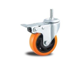 medium duty 3" rigid orange color PU caster double ball bearing , Rueda,