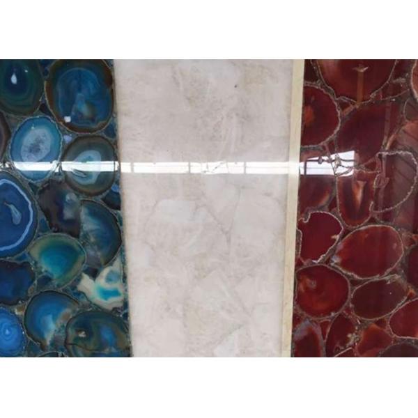 Translucent Crystal Quartz Stone , Luxury Semi Precious Slabs Customized Shape