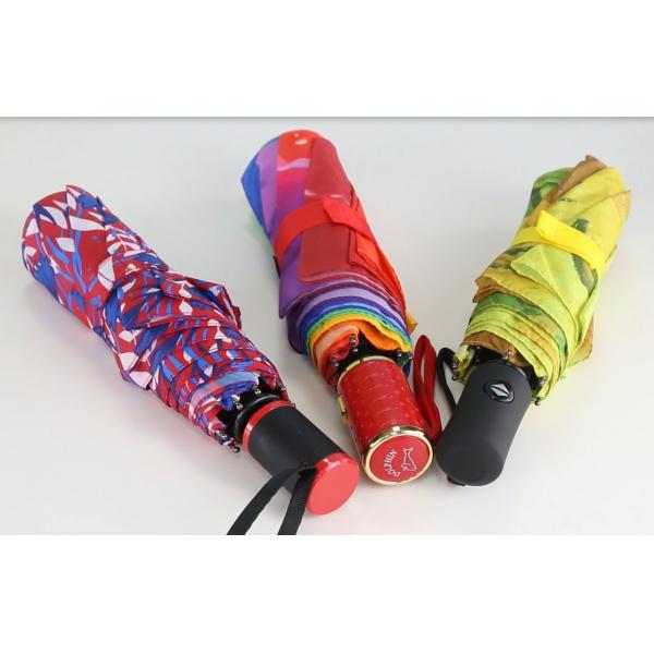 Auto open close 3 Foldable Umbrella Windproof Plastic Handle