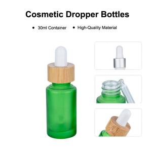 30ml Frosted Green Glass Dropper Bottles Essential Oil Bottle With Bamboo