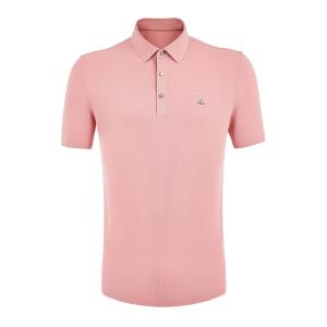 Pink Custom Polo Shirts 170-210Grams With Embroidered Seamless Design