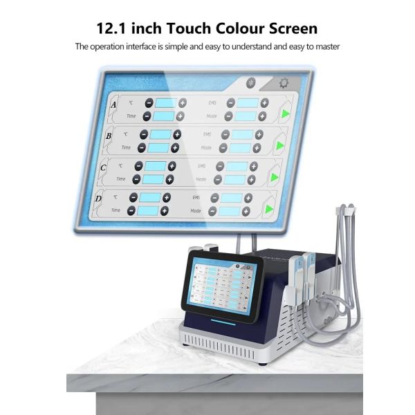 Portable 2 in 1 Fat Freezing EMS Cool Device with 4 Handles for Cellulite Reduction and Minus 10 Degree for Beauty Salon Use