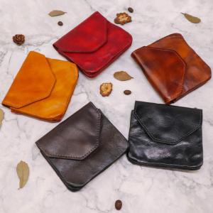 Convenient Trifold PU Leather Small Coin Purse Business Card Holder with Snap