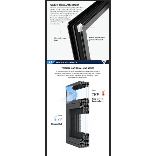 High Performance Durable Sliding Window with Smooth Rail Safe and Easy Operation for House and Building
