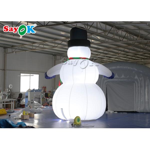 Oxfor Cloth Inflatable Holiday Decorations Wearing Black Hat And Mittens Blow Up Christmas Snowman