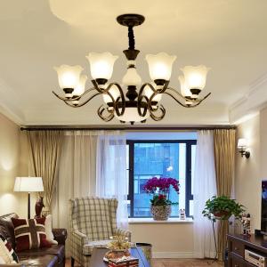Black wrought iron chandeliers sale with Glass Lampshade (WH-CI-101)