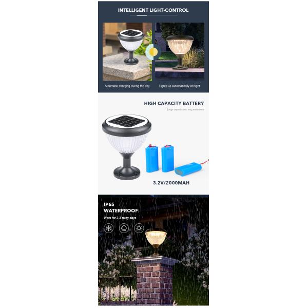 50000 Hours Working Time Solar Powered Post Light Landscape Lighting for Outdoor
