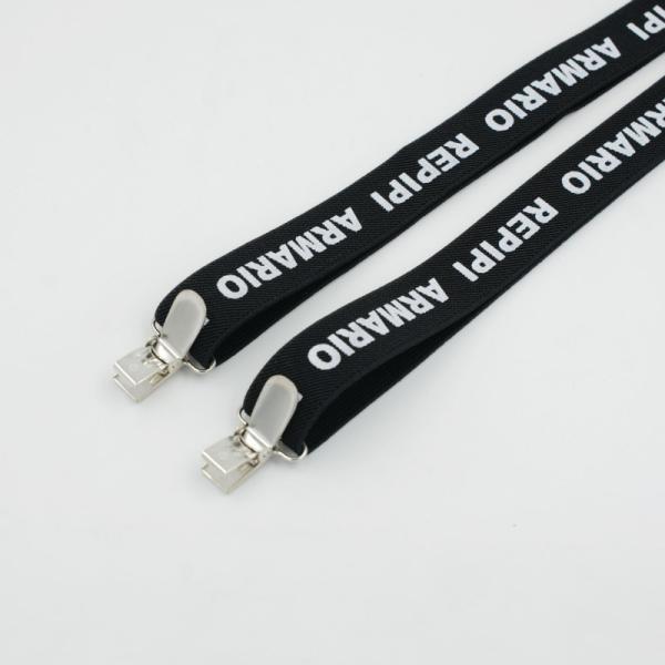 Brace Elastic Strap Clip 2.5cm 4 Button Black Leather Suspenders