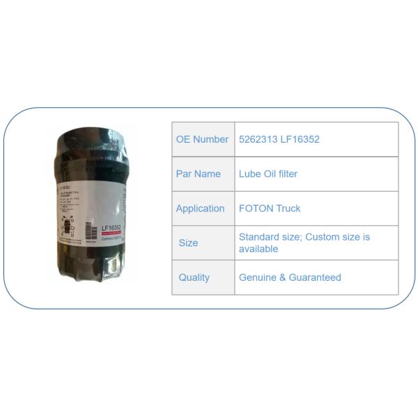 Foton Truck Auto Spare Parts ISF3.8 Engine Parts Oil Filter 5262313 LF16352