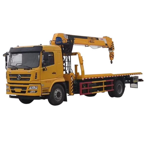 Quality China Made Self Loader Flat Bed Tow Truck 10 Tons Tow Truck Wrecker With Crane for sale
