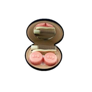 Logo Printing Canvas Contact Lens Holder Case Round Shape With Tweezer