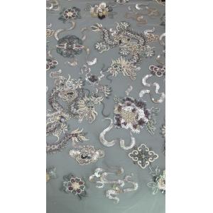 Mesh Ground Sequin Embroieded Lace Fabric For Elegant Breathe Dinner Gowns