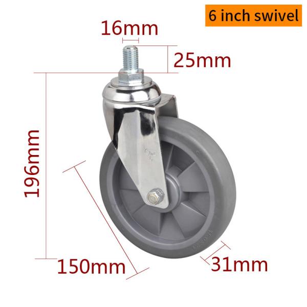 6 Inch Industrial Casters And Wheels 110kg Load Chrome Coating 5726S-57