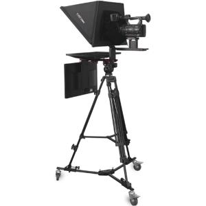 TS-T110/22D Studio Teleprompter 22 Inch Dual Screen Caster PTZ Tripod Tempered