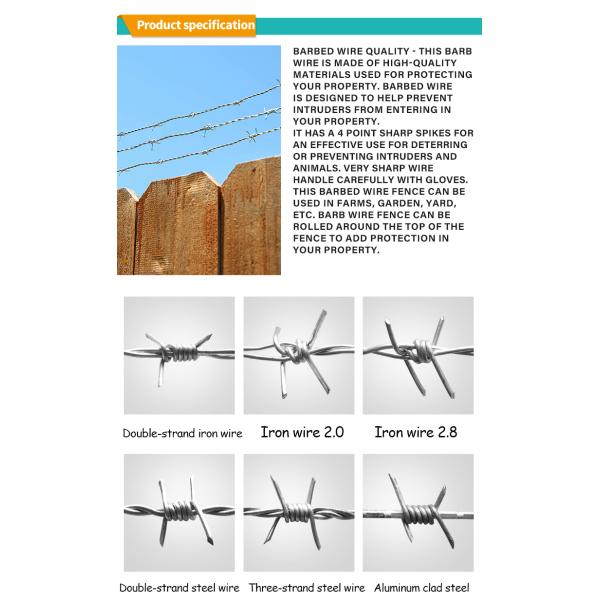 Promotional Various Durable Using 4 point 2 wire 50 feet barbed wire for security use