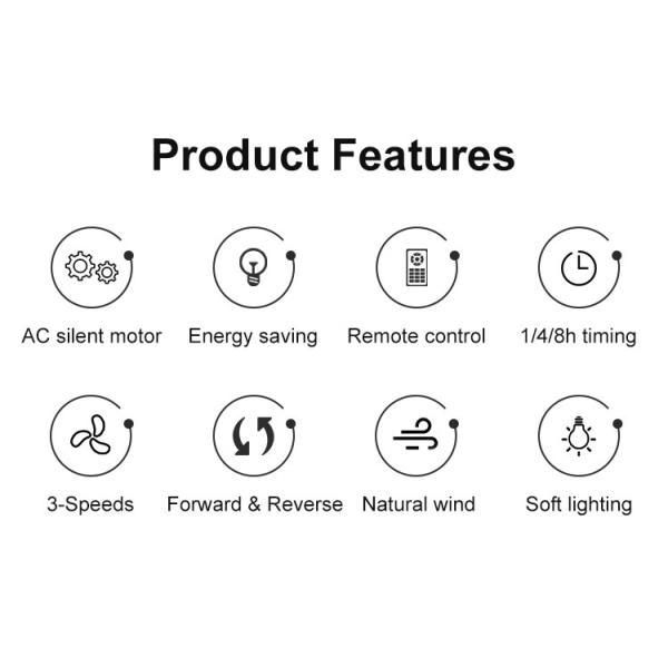 Lighting Solutions Service 52-inch Simple Plastic Ceiling Fan Remote Control 3 Speeds