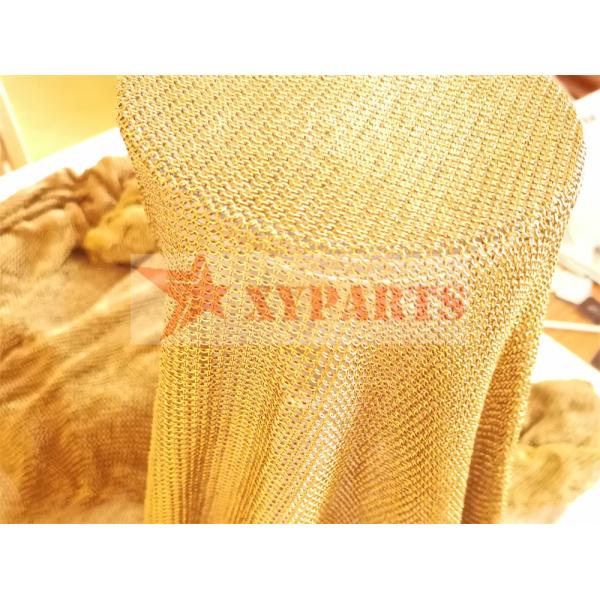 Shining Gold Color 304 Stainless Steel Ring Mesh Chainmail Room Divider Curtain 1mm X 8mm