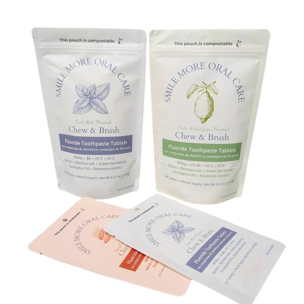 Stand-Up Pouch Packaging 3-Side Seal Flat Reusable Ziplock Window Mylar Aluminum Foil Reusable Plastic Bags