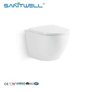 Chaozhou Suppliers New Design Gravity Flushing Bathroom Ceramic Rimless Wall