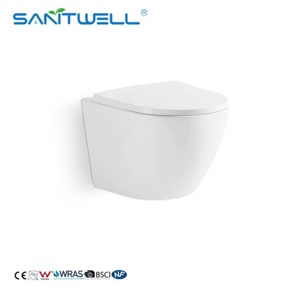 Chaozhou Suppliers New Design Gravity Flushing Bathroom Ceramic Rimless Wall