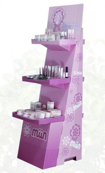 Quality Professional Corrugated Cardboard Side Kick Cosmetics Display Stands Point Of Purchase Display Shelf for sale