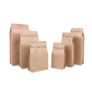 Flat bottom Kraft paper zipper Plastic Doypack for food packing