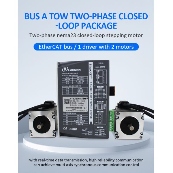 Lichuan 2-Axis DC Closed Loop Stepper Motor Drivers Controller Kit 2.0N.m 2Phase Nema23 DC24V~50V 3.0/4.0A 1000PPR