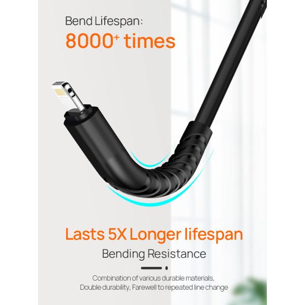 PD 2.4A PVC USB Lightning Charging Cable MFI Certified Lightning Cable