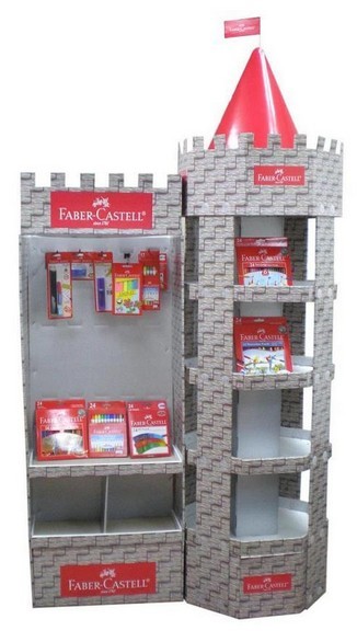 BWCD201915 Corrugated display stand Eco Friendly Stationery Cardboard Floor