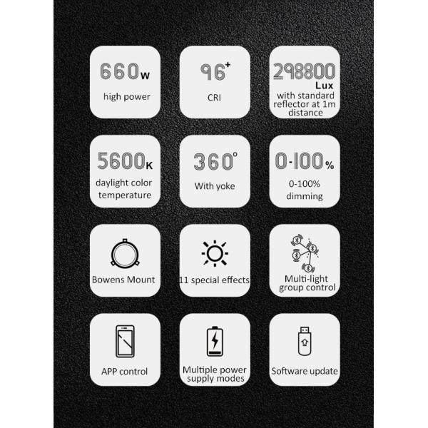 660W COOLCAM 600D High Power COB Spotlight For Photographic / Movie