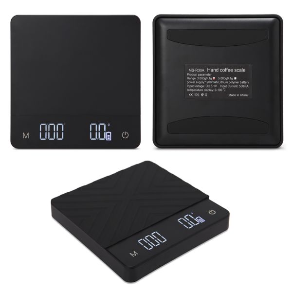 Digital Kitchen Scale with Type-C Charging Integrated Touch Screen Timer and Waterproof Design for Coffee and Food Measurement