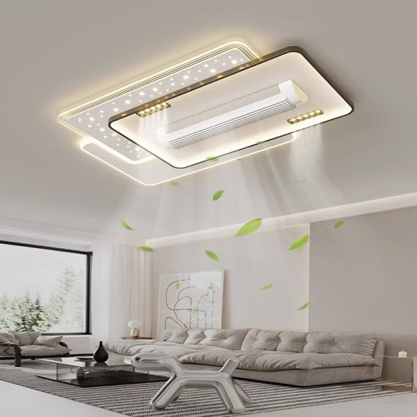 Modern Leafless LED Ceiling Fan Lamp Energy-Saving AC Motor Remote Control Silent Lighting Living Dining Bedroom Flush Mount