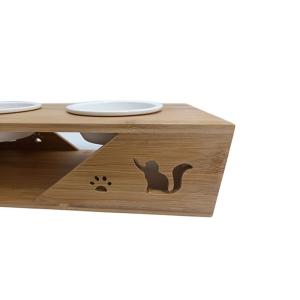 Single Tier Natural Bamboo Feeder for Protecting Animal's Cervical Spine Direct