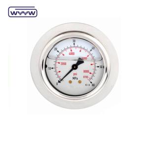 Hydraulic Pressure Gauge Flange SS304 Glycerine Or Silicome Filled Manometer