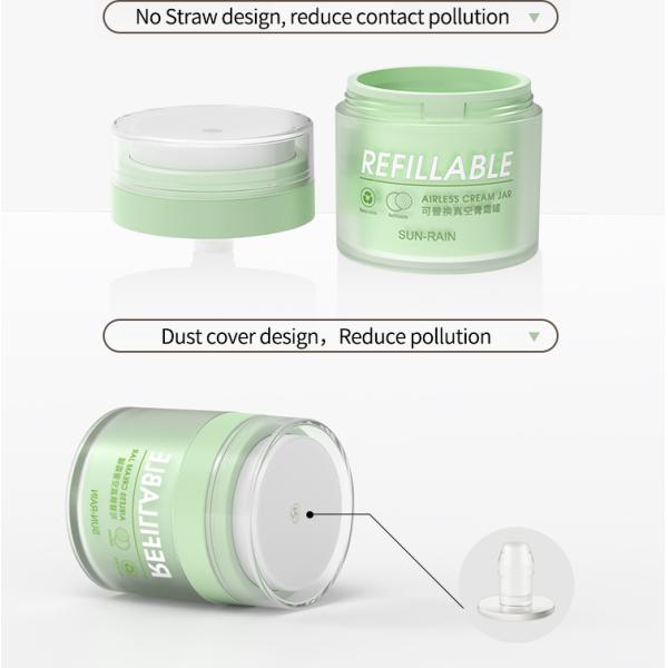 Customized Empty PET Material Refillable Airless Cosmetic Jar With Inner Recyclable PP Bottle