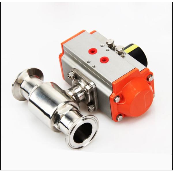 SS304 T Type Three Clamp Pneumatic Ball Valve 250mm Encapsulated