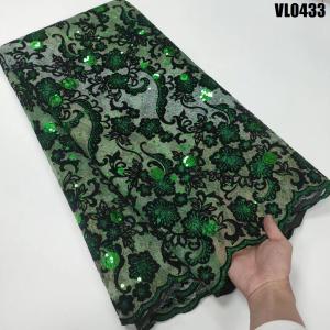 Supoo Aso ebi design flocking velvet lace with sequins Senegal lace fabric