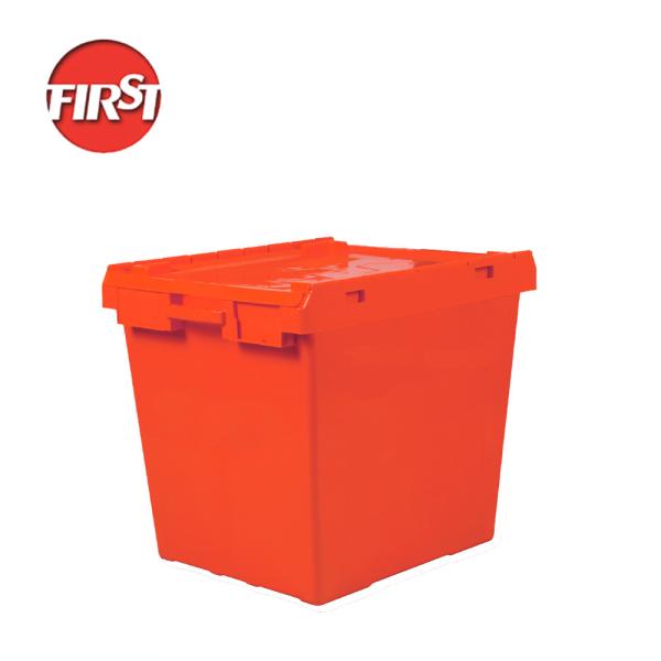 Quality Solid Box 171L PP Nesting Storage Attached Lid Plastic Turnover Crate for Organization for sale