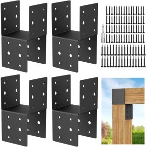 Wholesale Steel Post Anchor Connector 4pcs Cap &amp; Tie Bracket Set Secures Posts To Wood Decks With Screws from china suppliers