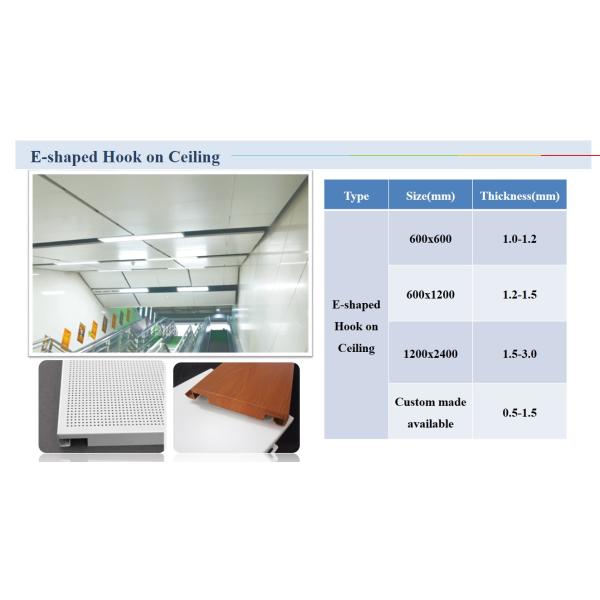Modern E shaped Hook Perforated Metal Ceiling Decorative Acoustic Ceiling Tiles 300mm x 1200mm
