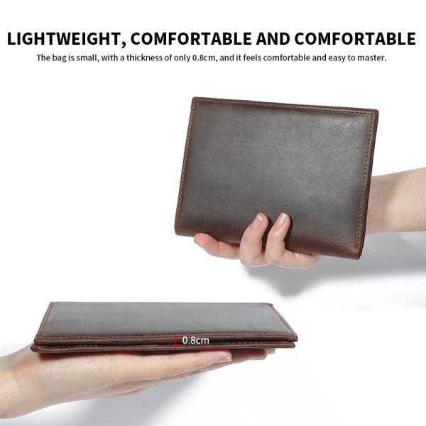 Fashionable Genuine Leather Passport Cover Bifold Wallet with RFID Blocking Cowhide