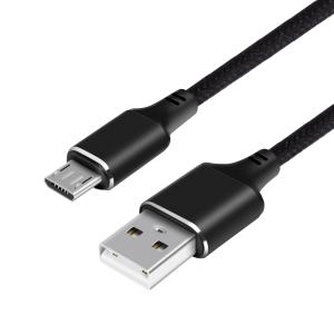 Black Nylon Braid Micro USB Data Cable USB Charging Cable For Computer, Mobile
