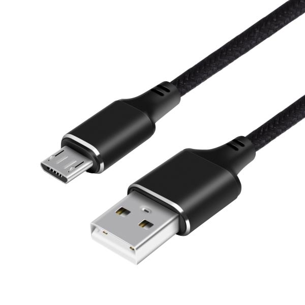 Black Nylon Braid Micro USB Data Cable USB Charging Cable For Computer, Mobile