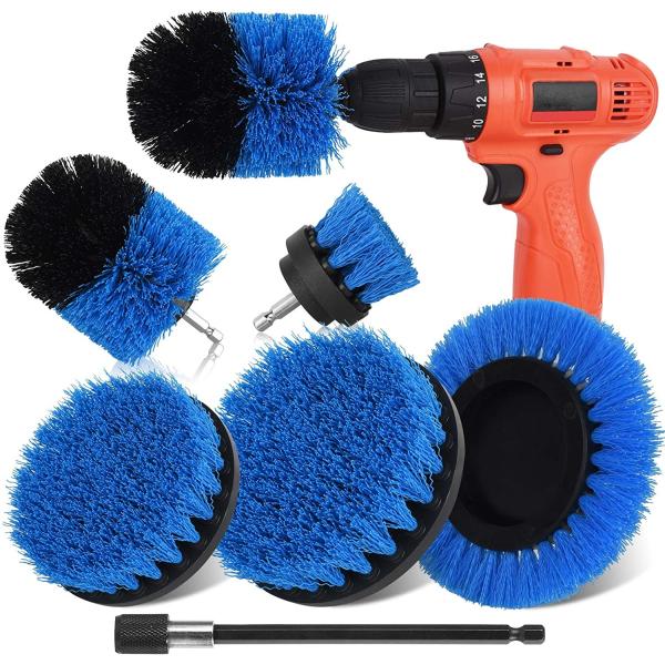 5cm Round Power Drill Cleaning Brush Set 6pcs Scrubber Kit With Extend Long